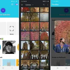 App de edición de fotos para **photorooms eliminar fondo**. Muestra opciones para crear plantillas, editar fotos y vender en Poshmark.