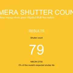 Resultado de camera shutter count: 79 disparos en una Nikon D700, apenas usada.