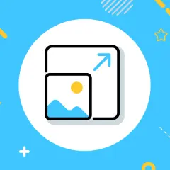 Icono que muestra cómo cambiar los px de una imagen, de pequeña a grande, con una flecha indicando la expansión.