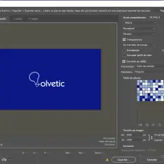 Ventana "Guardar para Web" en Photoshop, mostrando opciones para mejorar calidad de imagen photoshop, como ajustes de transparencia y tamaño.