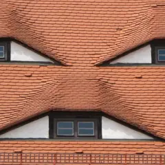 Tejas rojas forman un rostro sonriente, un ejemplo de pareidolia.