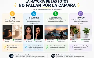 Guía de composición en fotografía: luz, control, estabilidad y fondo. Mejora tus fotos enfocándote en estos 4 factores.