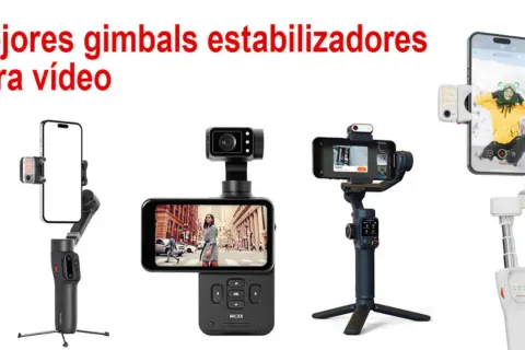 Varios estabilizadores de video, que es un gimbal, para smartphones.