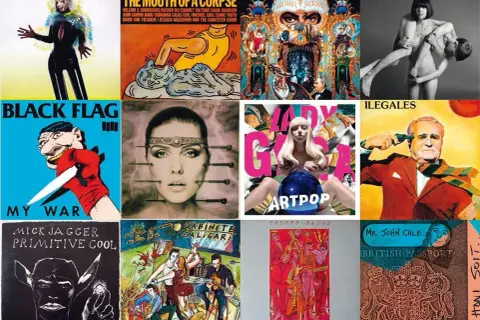 Un collage de las mejores portadas de discos: Michael Jackson, Lady Gaga, Black Flag, Debbie Harry, Mick Jagger, Ilegales y más.