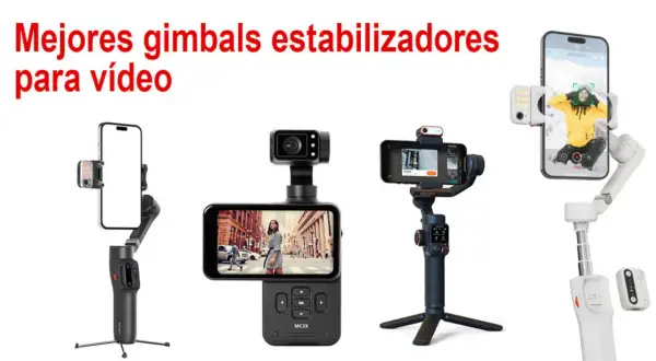 Varios estabilizadores de video, que es un gimbal, para smartphones.