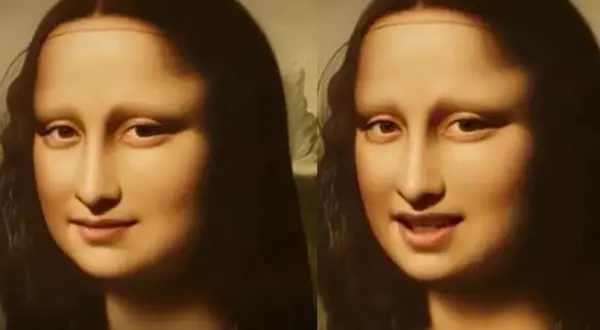 La Mona Lisa sonríe y habla por fotos, mostrando una expresión más animada.