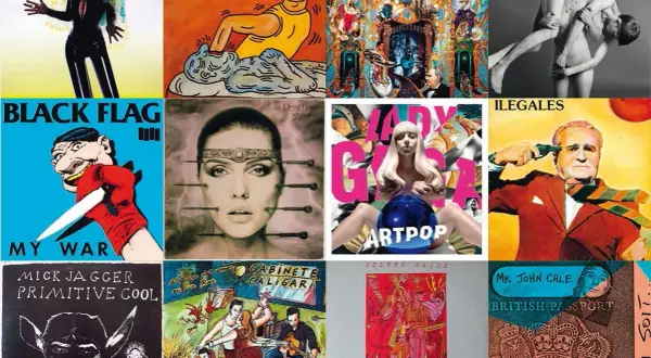 Un collage de las mejores portadas de discos: Michael Jackson, Lady Gaga, Black Flag, Debbie Harry, Mick Jagger, Ilegales y más.