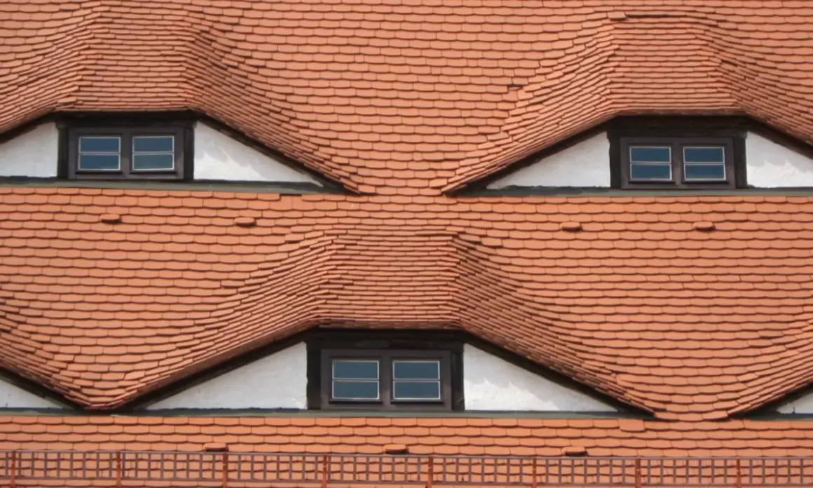 Tejas rojas forman un rostro sonriente, un ejemplo de pareidolia.