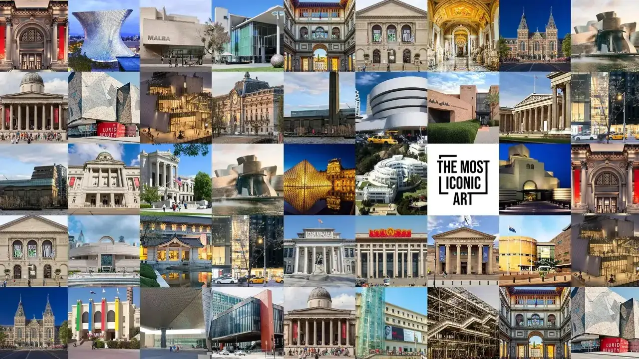 Mosaico de edificios ic&oacute;nicos de arte y arquitectura, parte de las 50 mejores fotos de la historia.