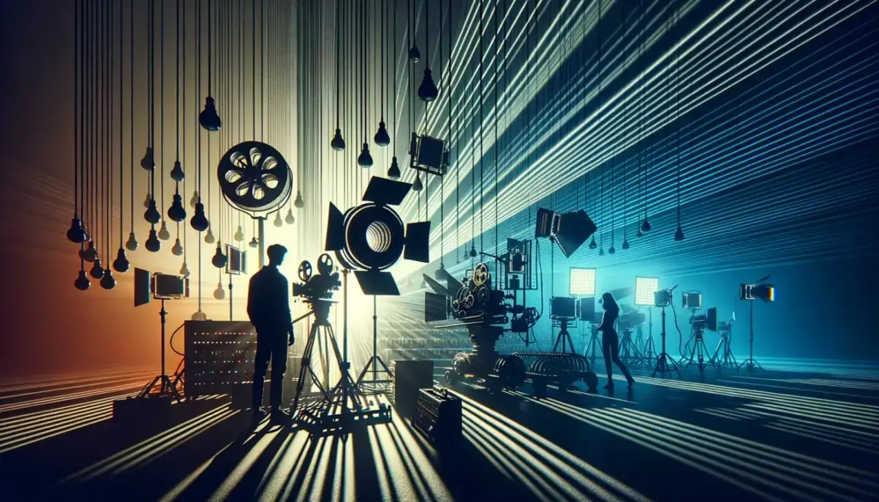 Un set de film con c&aacute;maras, luces y personas. Es como que es hablar por fotos, contando historias visuales.