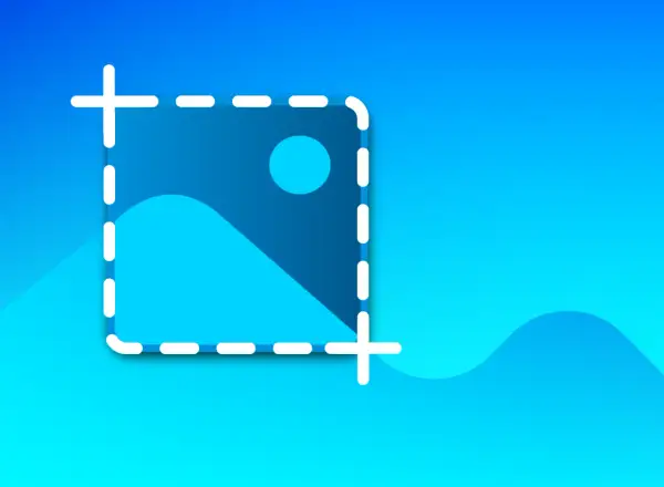 Icono de recorte de imagen con líneas discontinuas y cruces, listo para ajustar los píxeles.